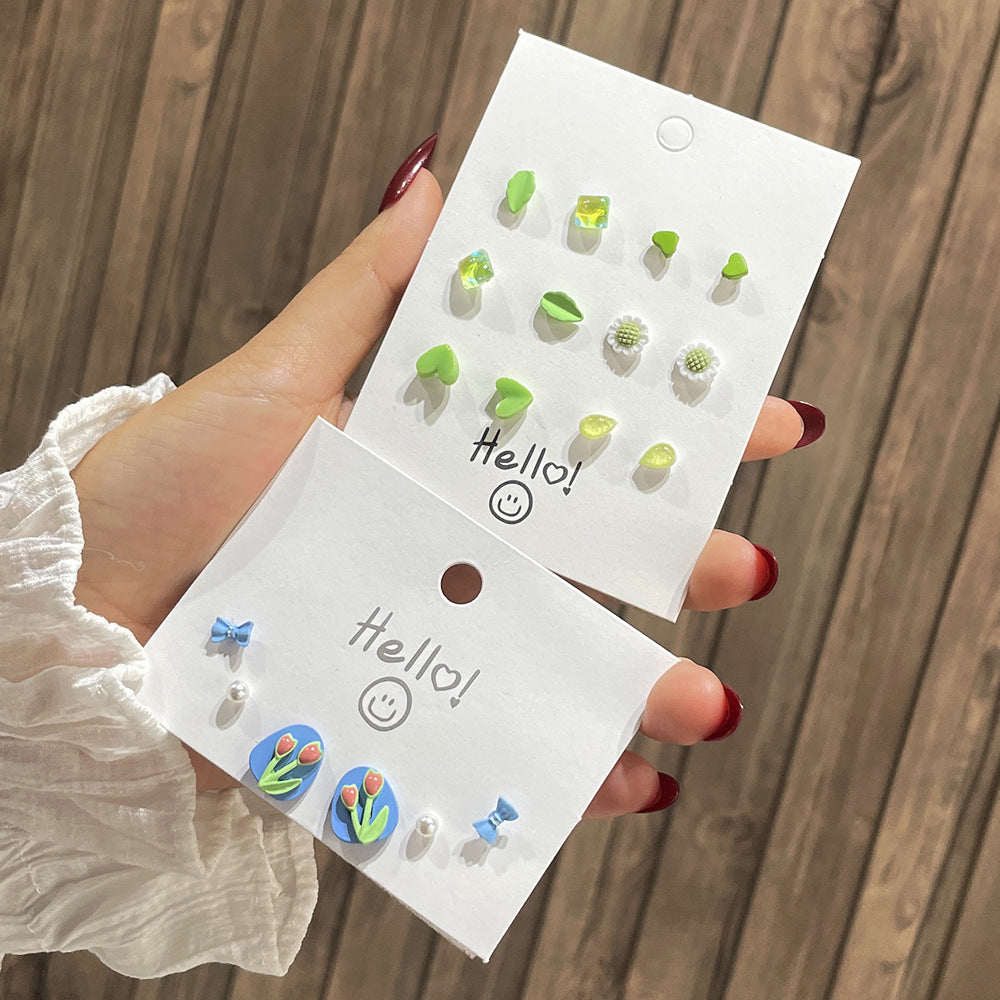 Sweet Heart Butterfly Alloy Stud Earrings Set with 925 Sterling Silver Posts for Women
