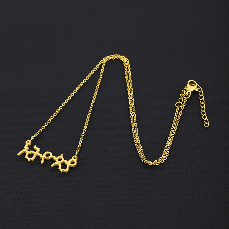 Collar colgante geométrico de estilo étnico para mujer de acero inoxidable con acabado chapado