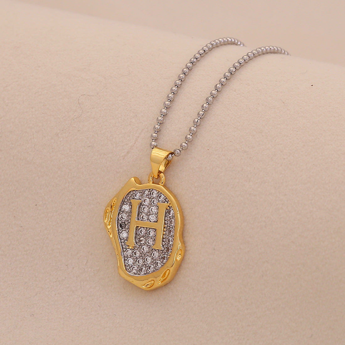 Retro Letter Pendant Necklace for Women in Brass with Minimalist Elegant Locket Style