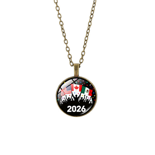 Vintage Sporty Geometric Alloy Pendant Necklace with Crystal Charm for Unisex