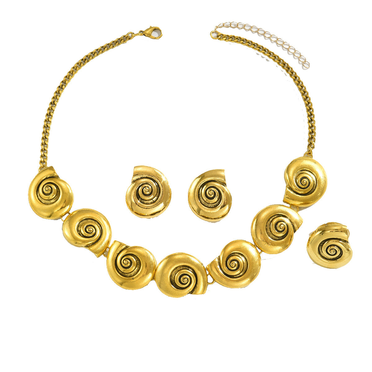 Juego de collar, pendientes y pulsera de aleación con diseño minimalista de concha para mujer