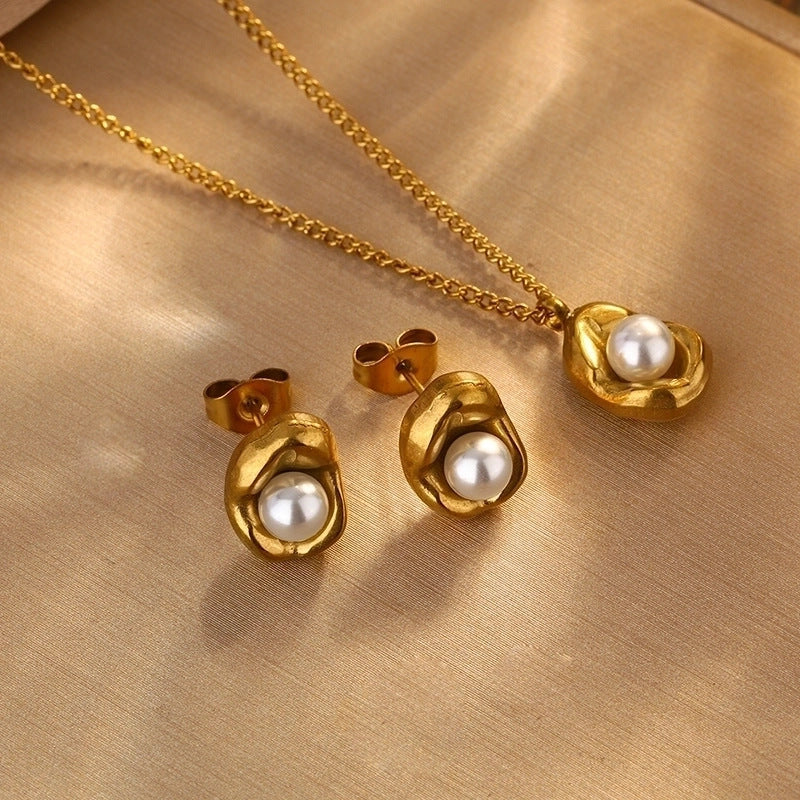 Set di orecchini e collana con ciondolo a goccia in acrilico a forma di cuore placcato in acciaio inossidabile, minimalista ed elegante, con catena a cavo