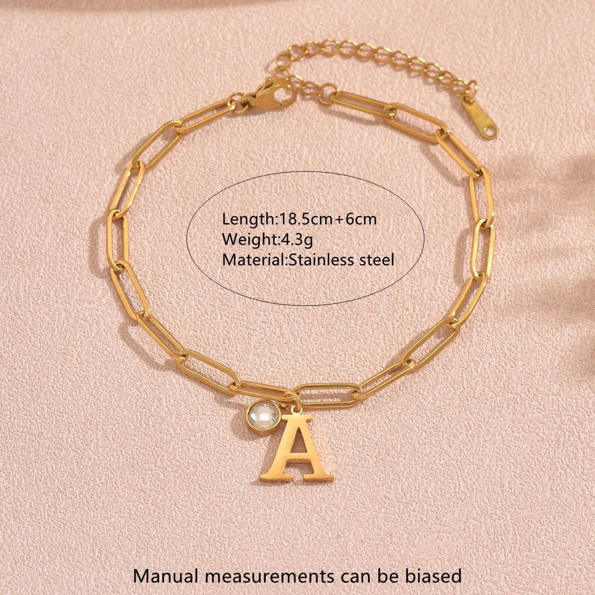 Elegante Parure di Collana e Bracciale da Donna in Acciaio Inossidabile con Lettera, Placcata Oro 18K