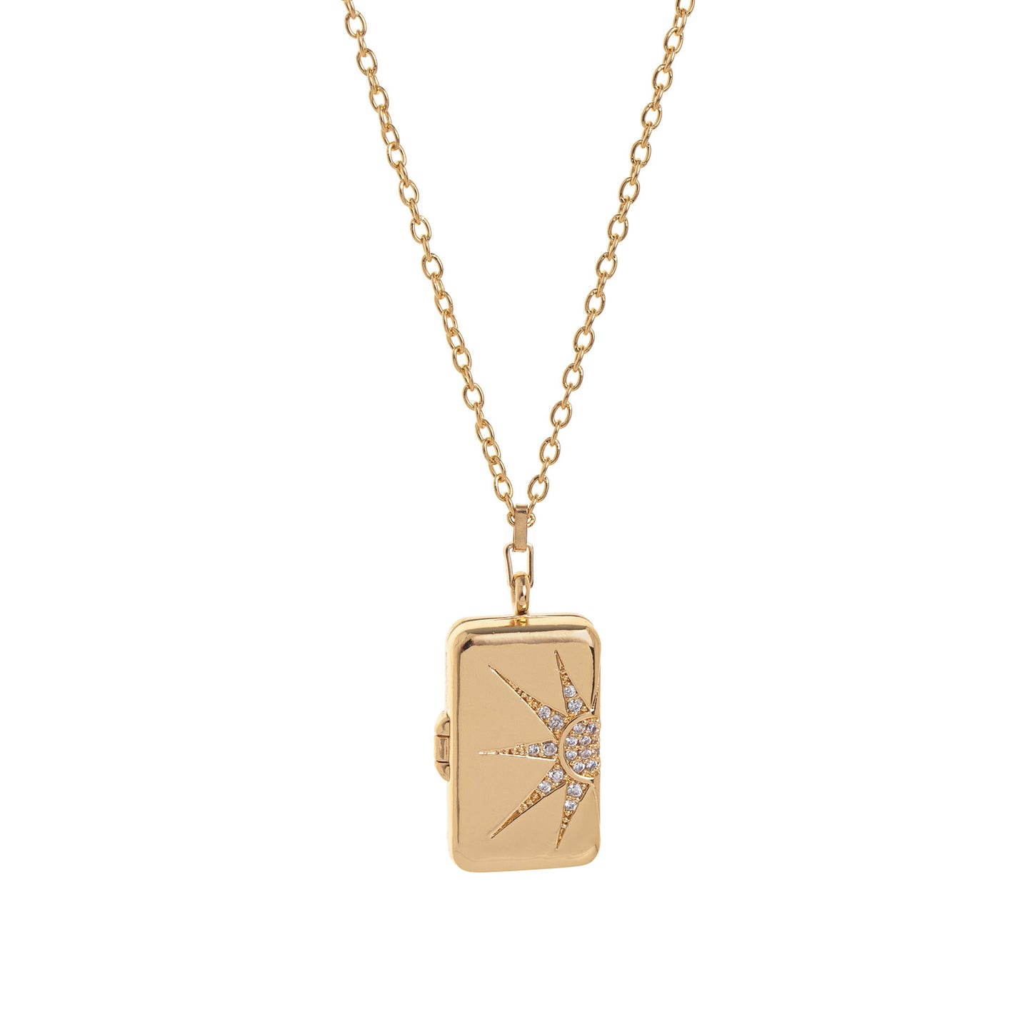 Natural Minimalist Heart and Floral Album Pendant Necklace with 18K Gold Plated Copper, Square Snap-Open Locket on Twisted Chain