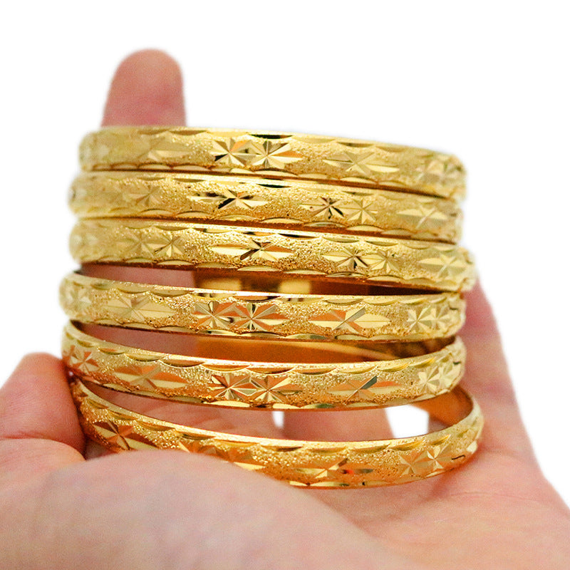 Luxury Elegant Geometric Brass PVD Plated Bangle Bracelet for Women