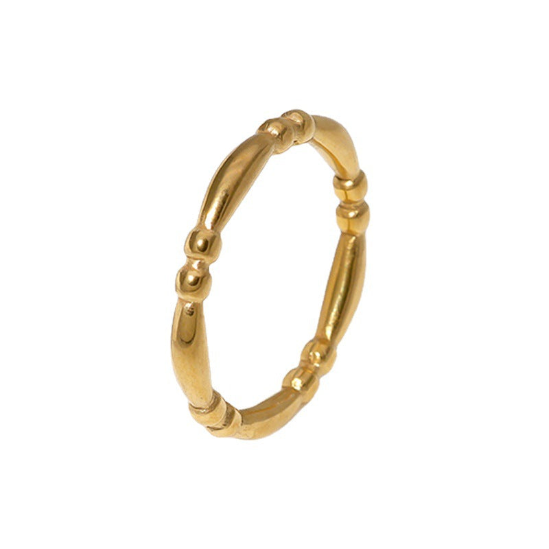 Anello regolabile in titanio e acciaio per donna con forma geometrica, finitura placcata oro 18 carati, anello a fascia dal design minimalista e accattivante