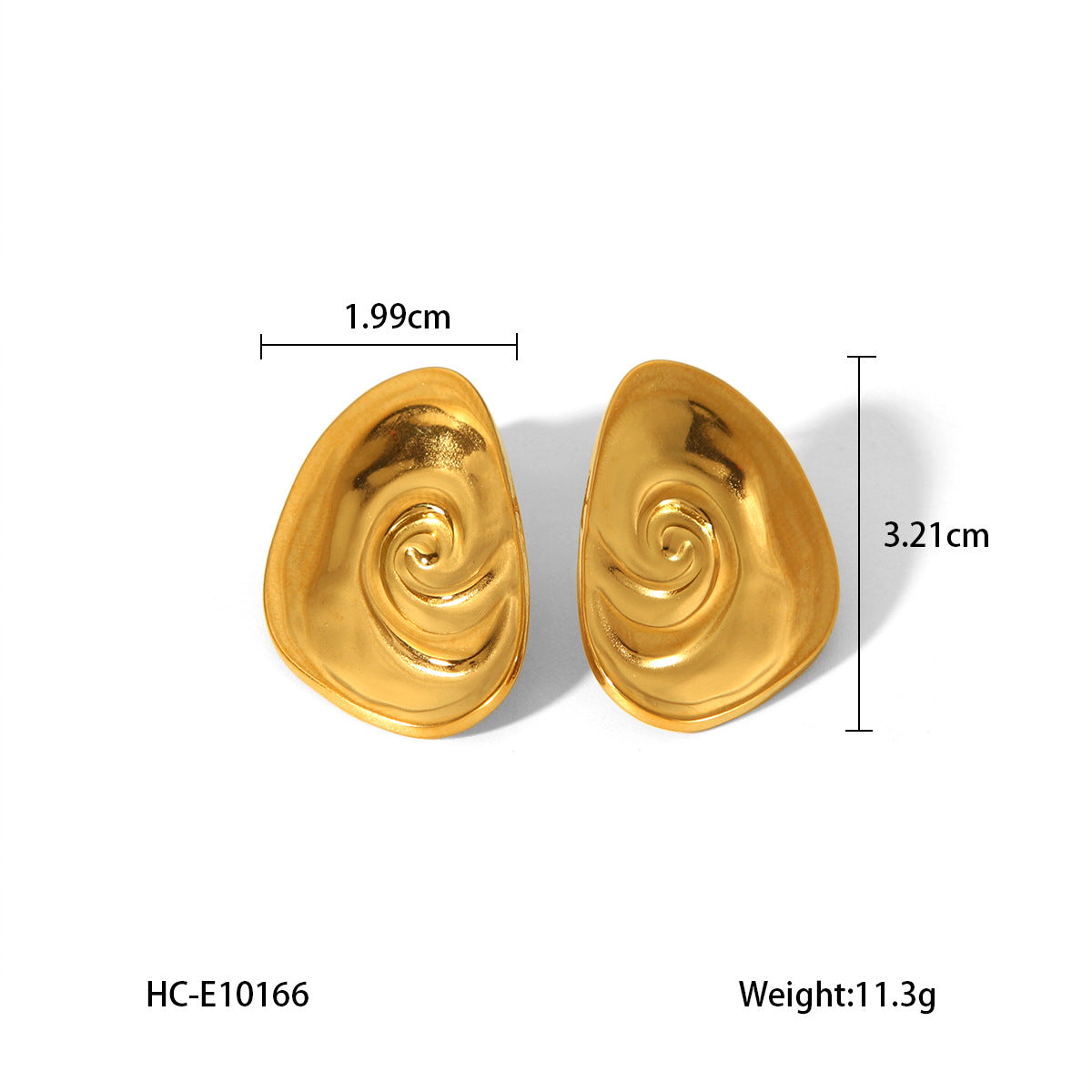 Ins Style 18K Gold Plated Stainless Steel Geometric Conch Shell Earrings for Women