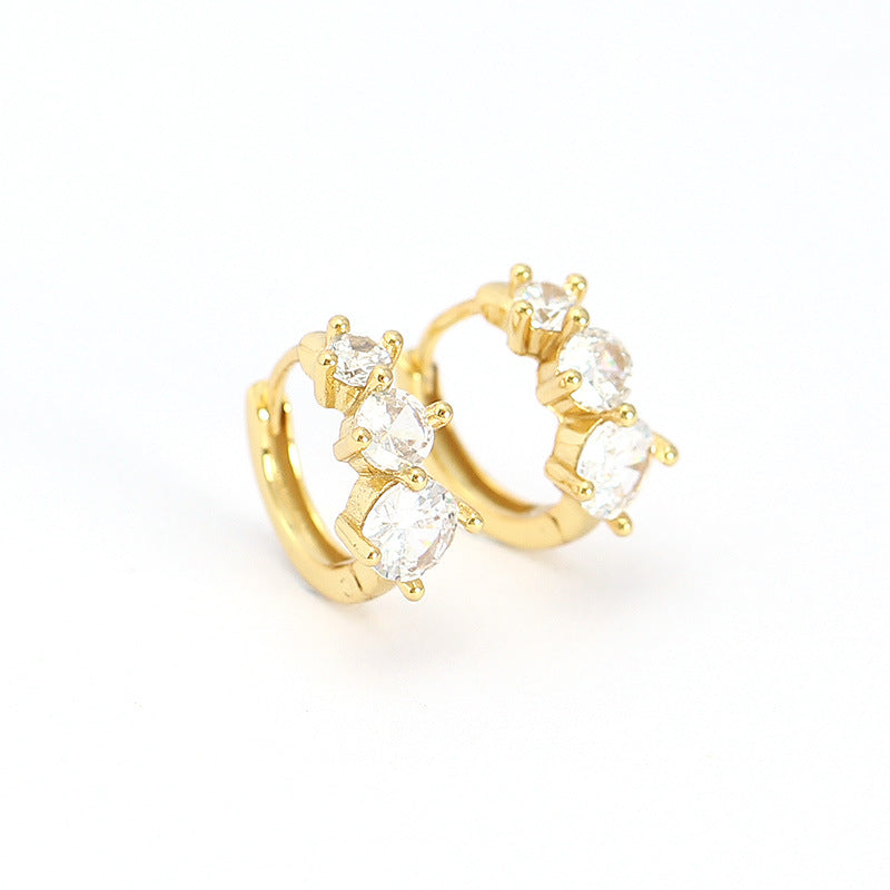 Eleganti orecchini a cerchio rotondi geometrici in argento sterling 925 con intarsio di zirconi cubici da donna