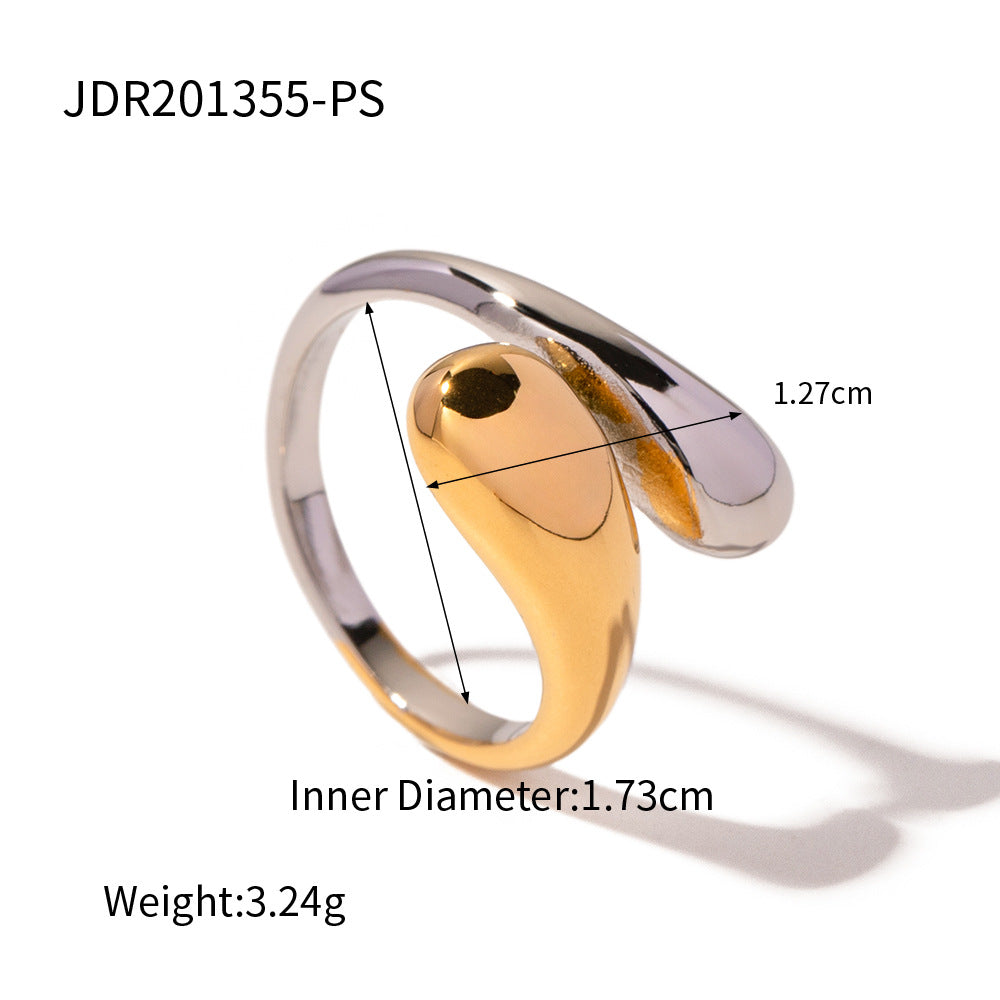 Geometric Floral Plated Stainless Steel Ring for Women