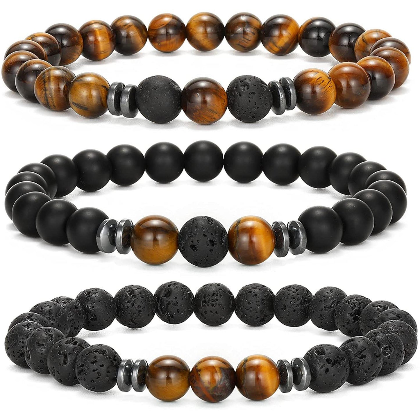 Minimalist Round Agate Geometric Bracelet Set Unisex