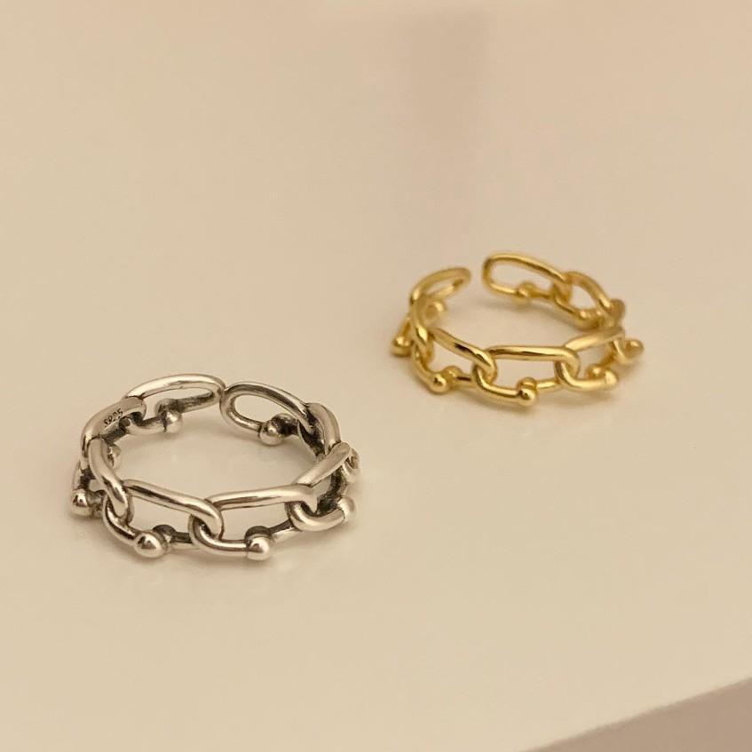 Vintage Geometric Adjustable Ring for Women Made of 925 Sterling Silver with Polished Finish