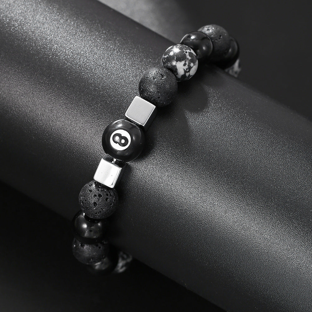 Ethnic Streetwear 10mm Round Agate Hematite Snowflake Obsidian Beaded Bracelet Unisex Buddha Design