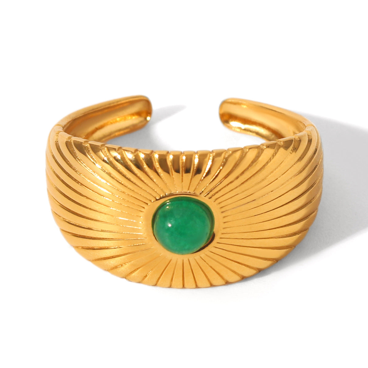 Anello Aperto da Donna in Acciaio Inossidabile Testurizzato con Motivo Geometrico, Stile Palazzo Francese Vintage, Resistente allo Sbiadimento