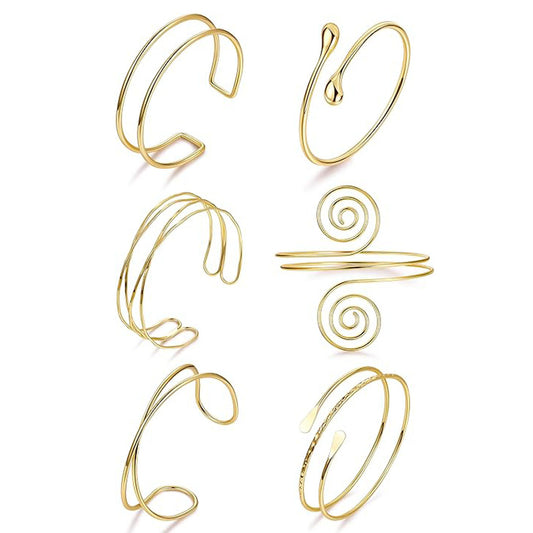 Elegant Geometric Plated Iron Open Adjustable Arm Cuff for Women