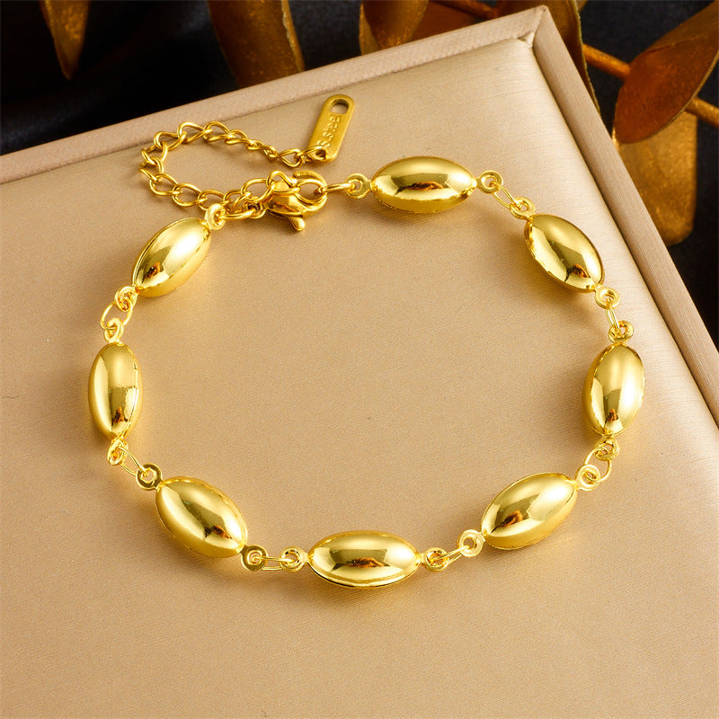 Minimalist Punk Geometric Oval Teardrop Plated Stainless Steel Bracelet