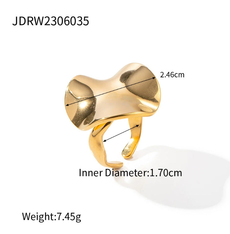 Anillo minimalista geométrico de acero inoxidable con baño de oro para uso unisex