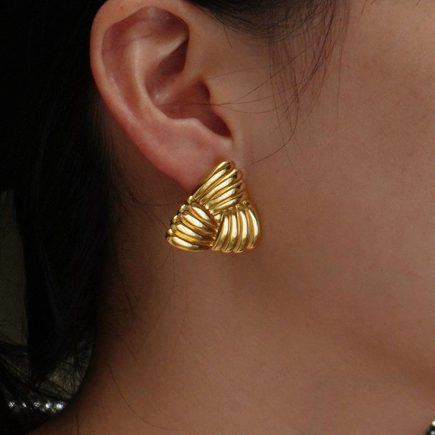 Minimalist Geometric Triangle Stainless Steel Plated Earrings for Women