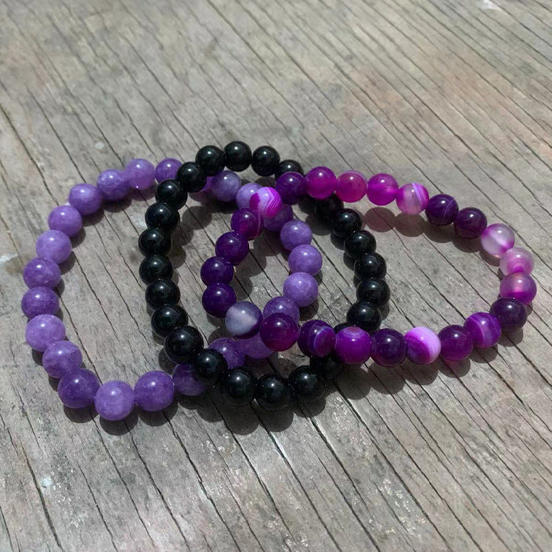 Unisex Geometric Alloy Bracelet Set with Tiger Eye, Green Aventurine and Red Agate Beads