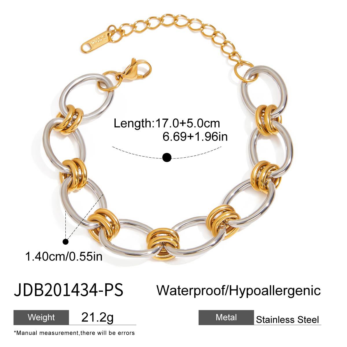 Minimalist Elegant Geometric Oval Stainless Steel Plated Bracelet for Women