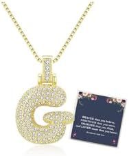 Sweet Hip-hop Letter Brass Cubic Zirconia Inlay Pendant Necklace Box Chain Unisex