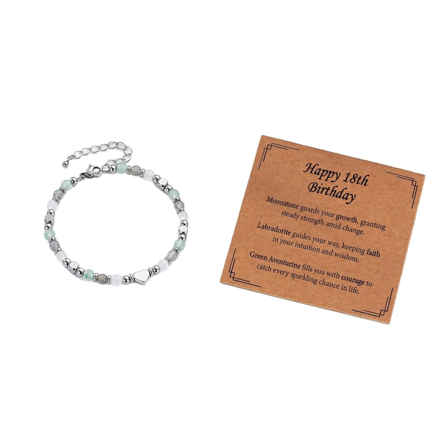 Minimalist Sweet Heart Natural Gemstone Stainless Steel Bracelet for Women