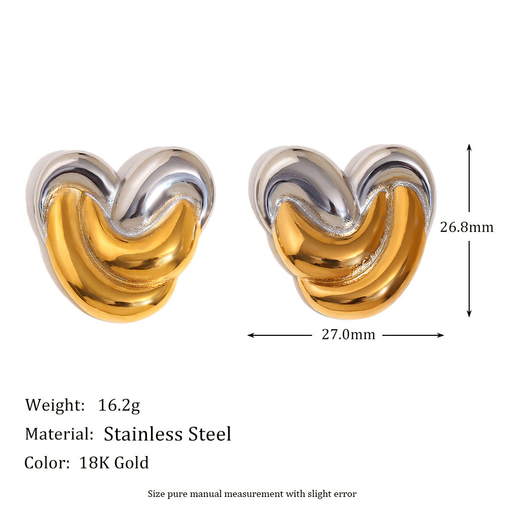 Pendientes de acero inoxidable en forma de corazón, minimalistas y a la moda, con baño de oro de 18 quilates para mujer