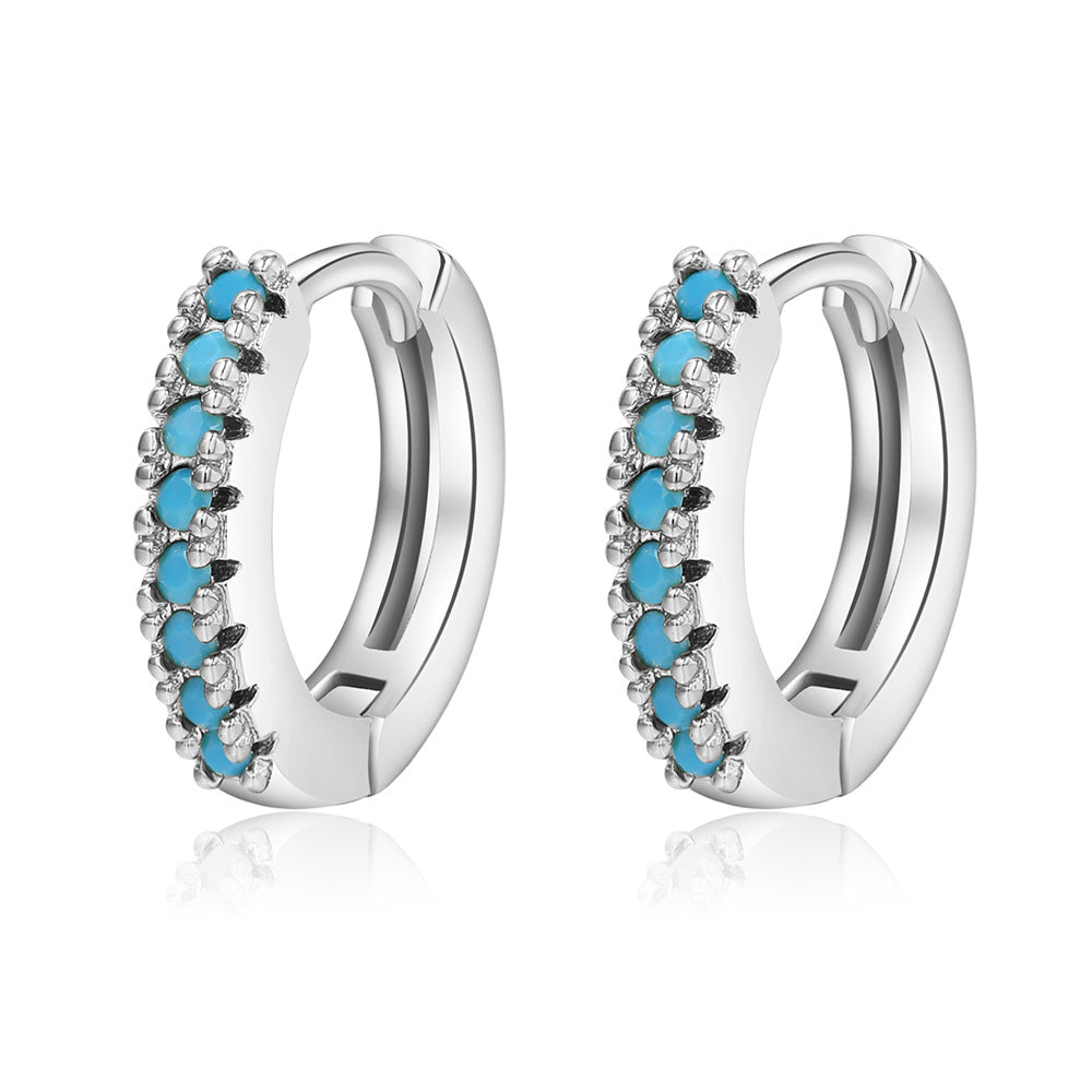 Minimalist Geometric Round Micro-Paved Cubic Zirconia Brass Hoop Earrings