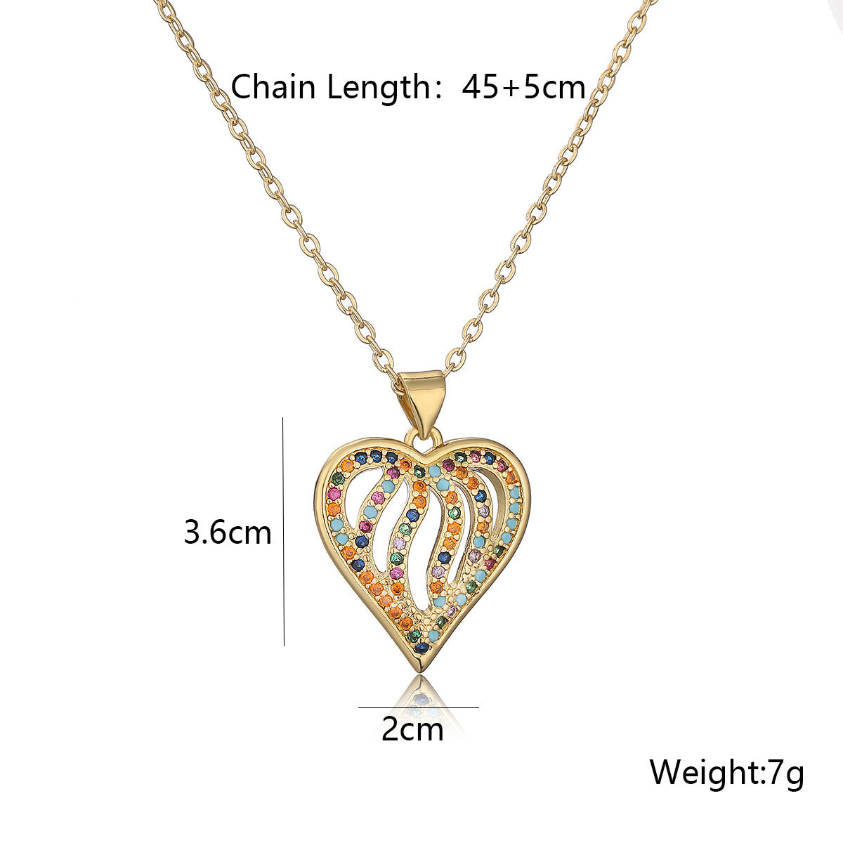 Collana con Ciondolo Minimalista a Cuore Cavo da Donna in Ottone Placcato Oro Vero e Zirconi