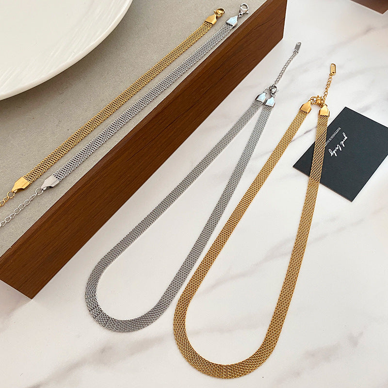 Minimalist Geometric Titanium Steel Plated Necklace Unisex Cable Chain