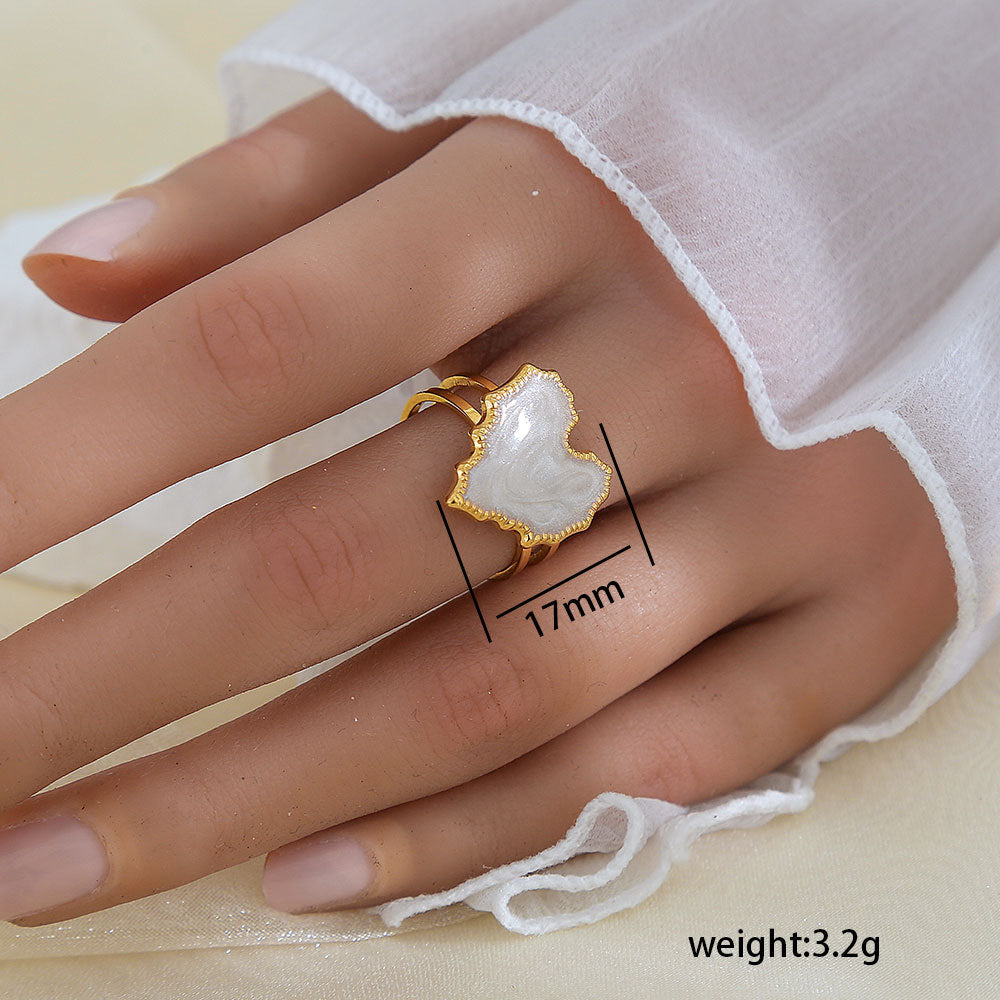 Anello Minimalista a Forma di Foglia in Acciaio Inossidabile Placcato Oro 18K da Donna e da Uomo
