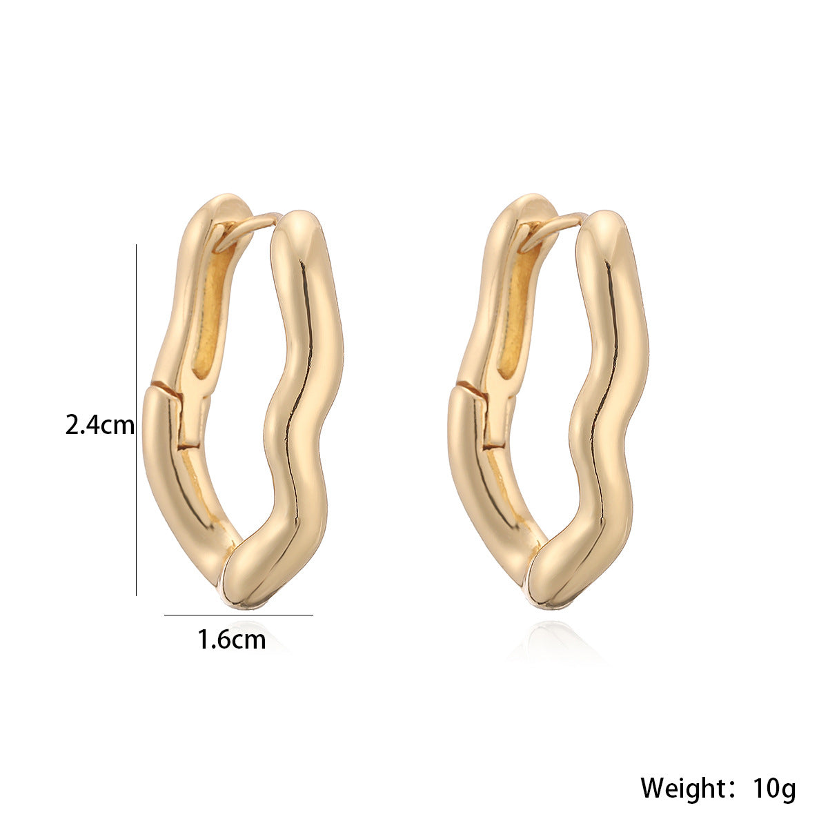 Casual Minimalist Geometric Gold Plated Brass Irregular Hoop Earrings for Women