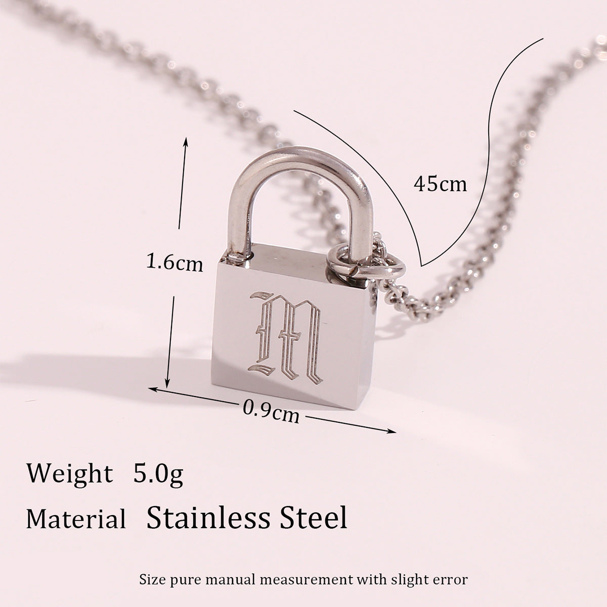 Collana da donna con ciondolo a lucchetto a forma di lettera in acciaio inossidabile alla moda e minimalista con finitura placcata