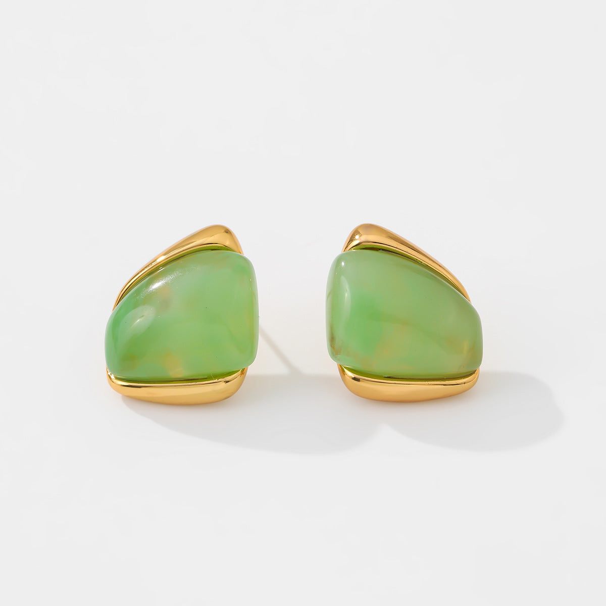Minimalist Geometric Oval Stainless Steel PVD Plated Earrings for Women