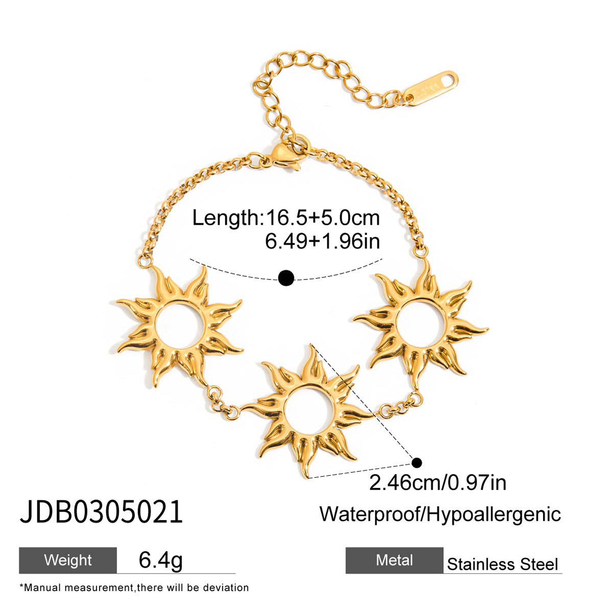 Minimalist Hollow Sun Star Moon Stainless Steel Titanium Steel Plated Bracelet and Earring Set for Women