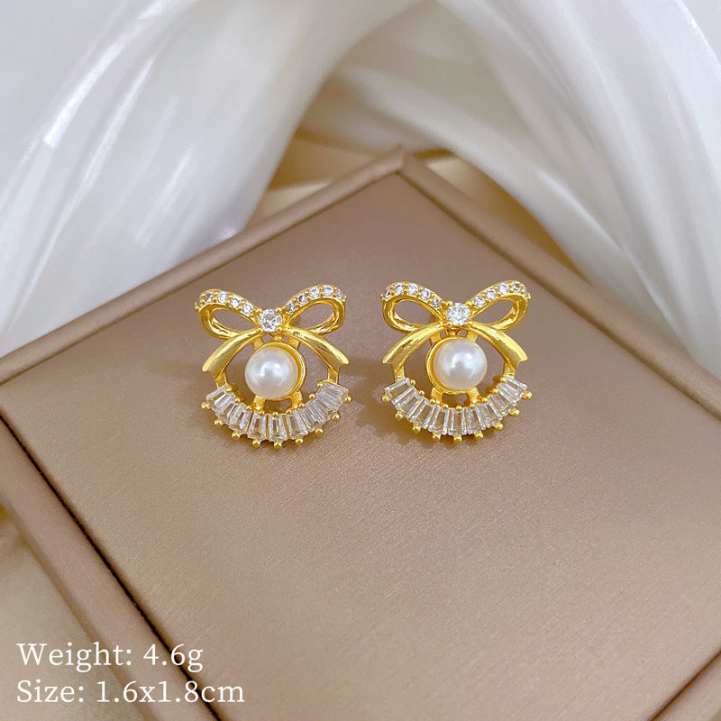 Geometric Stud Earrings for Women with Plated Copper Design, Elegant Long Tassel Drop Earrings, Sweet Style Jewelry