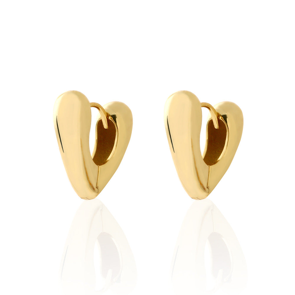 Pendientes minimalistas de tuerca con forma de corazón de plata de ley S925 para mujer con acabado pulido