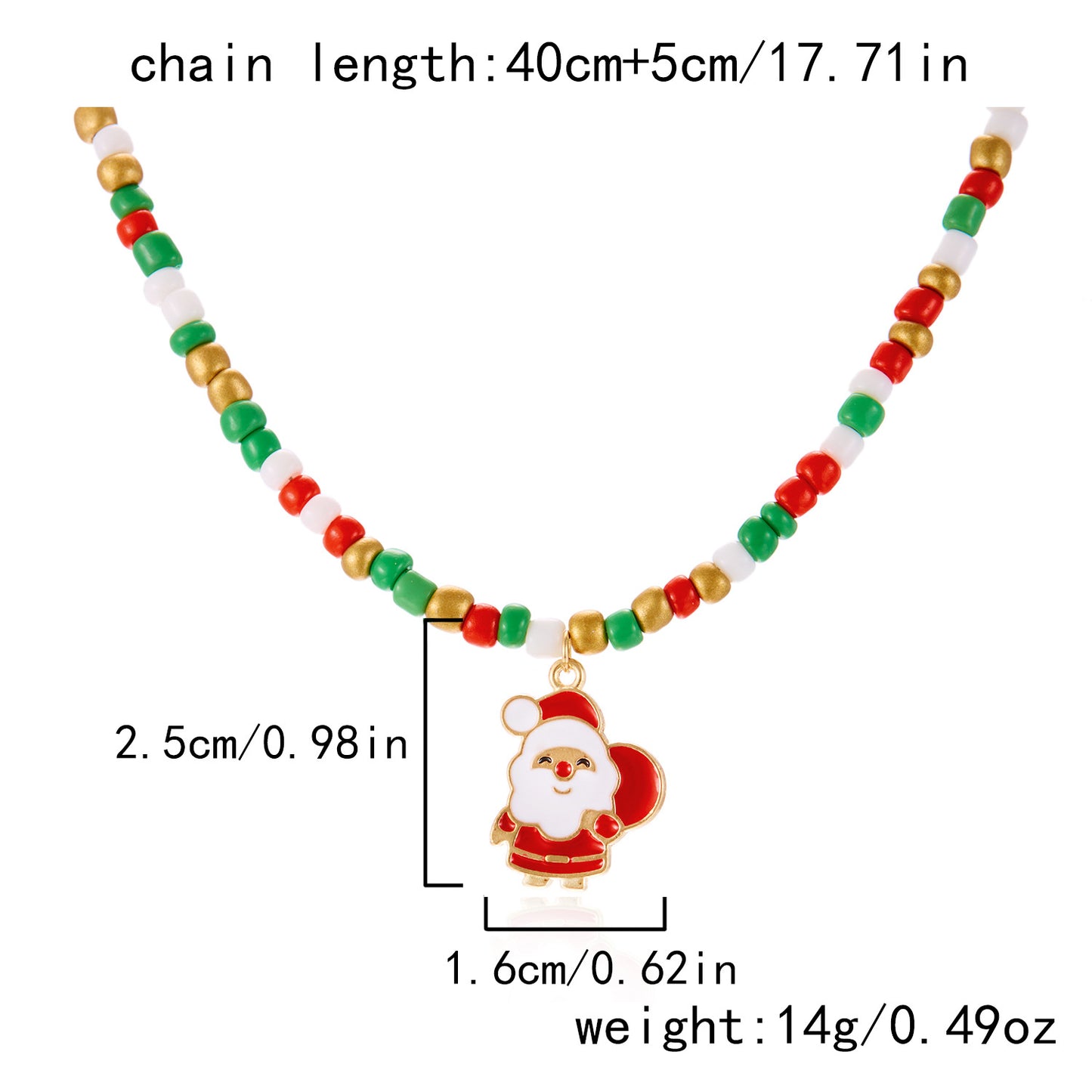 Ins Style Christmas Pendant Necklace with Santa Claus Snowman and Christmas Tree Charms in Zinc Alloy with Enamel Finish for Women