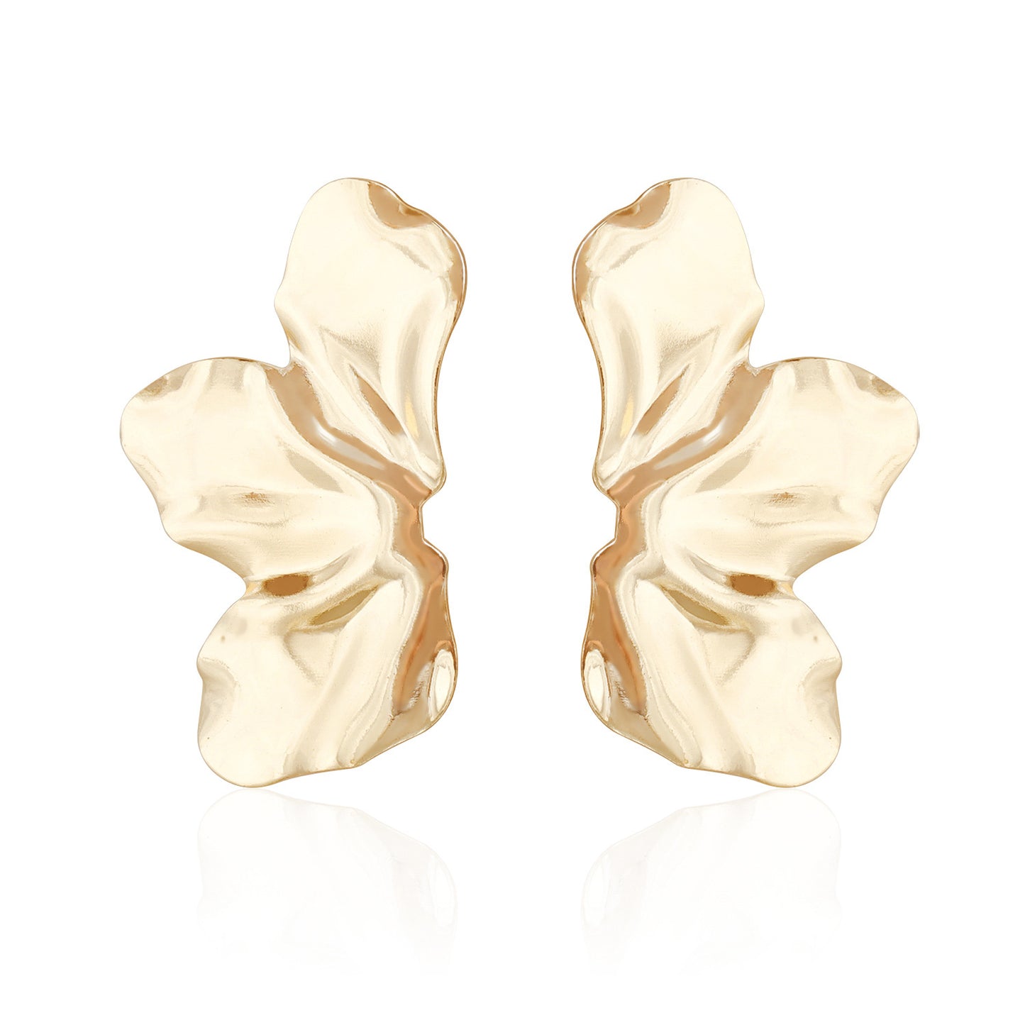 Vintage Geometric Zinc Alloy Earrings with Polished Leaf Design for Women