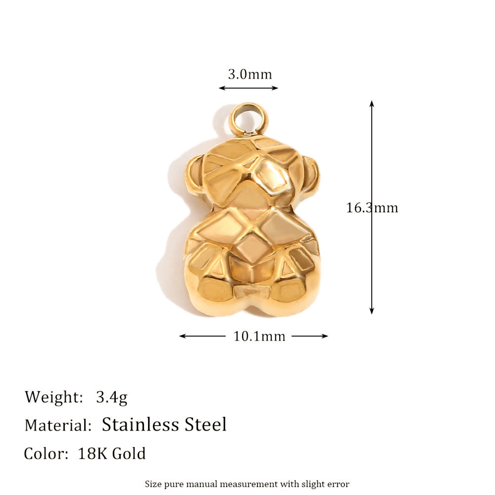 Colgante de Oso Geométrico Minimalista de Acero Inoxidable con Baño de Oro de 18K para Fabricación de Joyas DIY