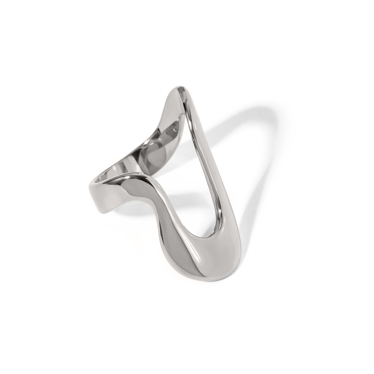 Anello unisex geometrico in acciaio inossidabile placcato oro 18 carati a forma di U irregolare minimalista