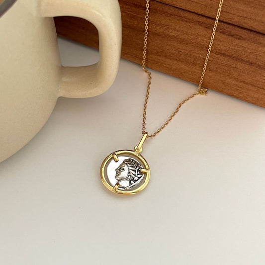 Vintage 925 Sterling Silver Gold Plated Geometric Cartoon Character Necklace