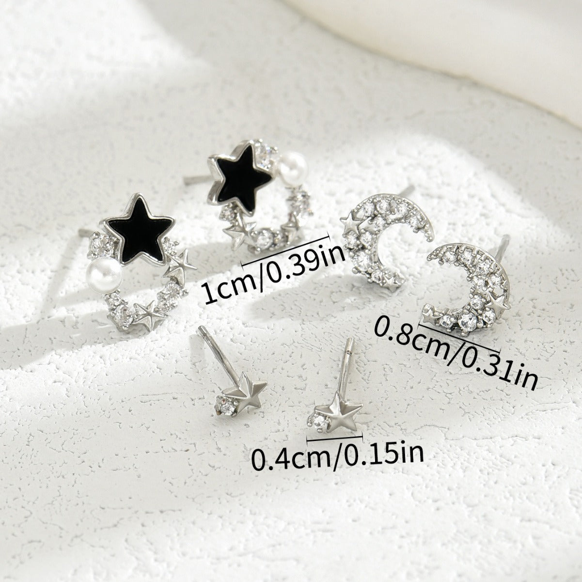 Pendientes minimalistas geométricos en forma de estrella de cobre con incrustaciones de circonitas para mujer, estilo fresco y dulce