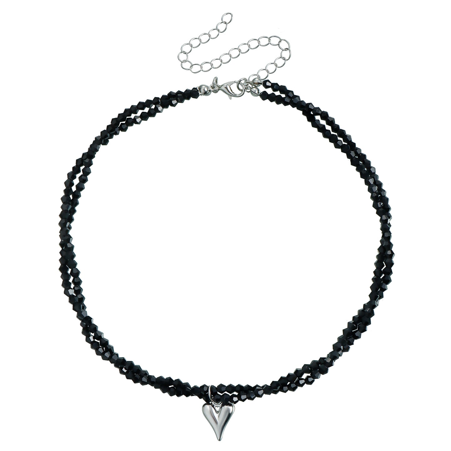 Minimalist Double-Layer Crystal Heart Pendant Necklace for Women Alloy with Electroplating Finish