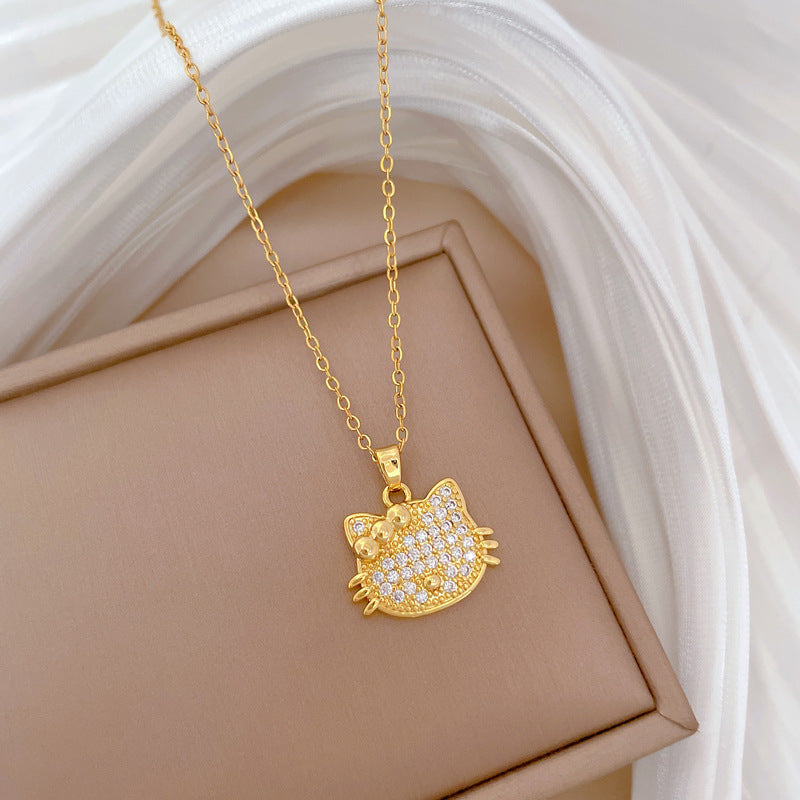 Collana a farfalla geometrica di lusso in acciaio al titanio con intarsio di strass per donne e uomini