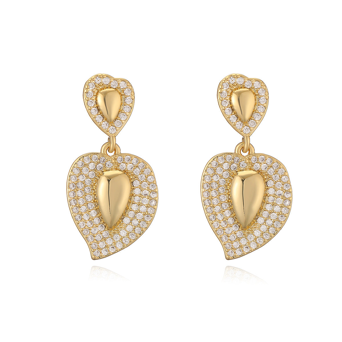 Minimalist Irregular Geometric Copper Earrings with 18K Gold Plating and Zircon Accent for Women