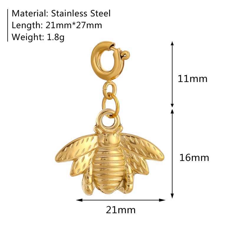 Vintage 18K Gold Plated Stainless Steel Butterfly Pendant Charm Bar PVD