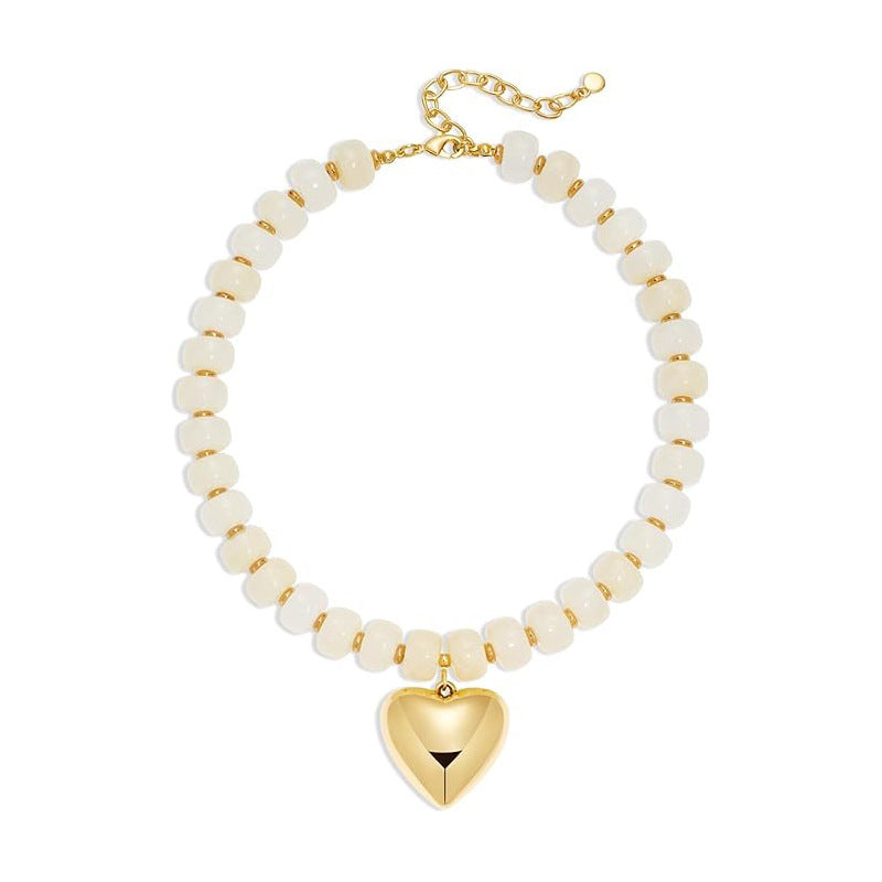 Luxury Heart Resin Pendant Acrylic Bead Necklace for Women