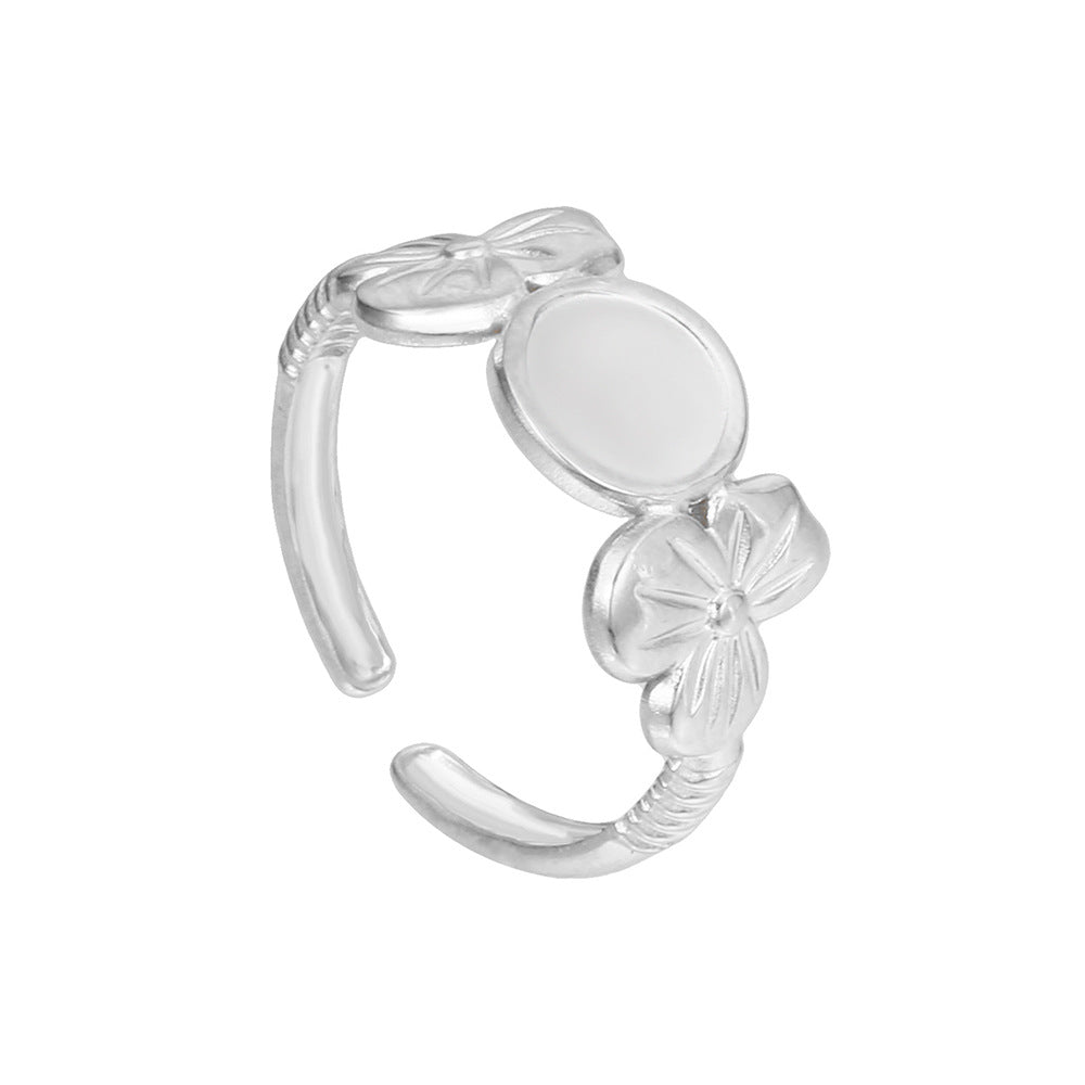 Minimalist Geometric Hollow Open Adjustable Titanium Steel Ring