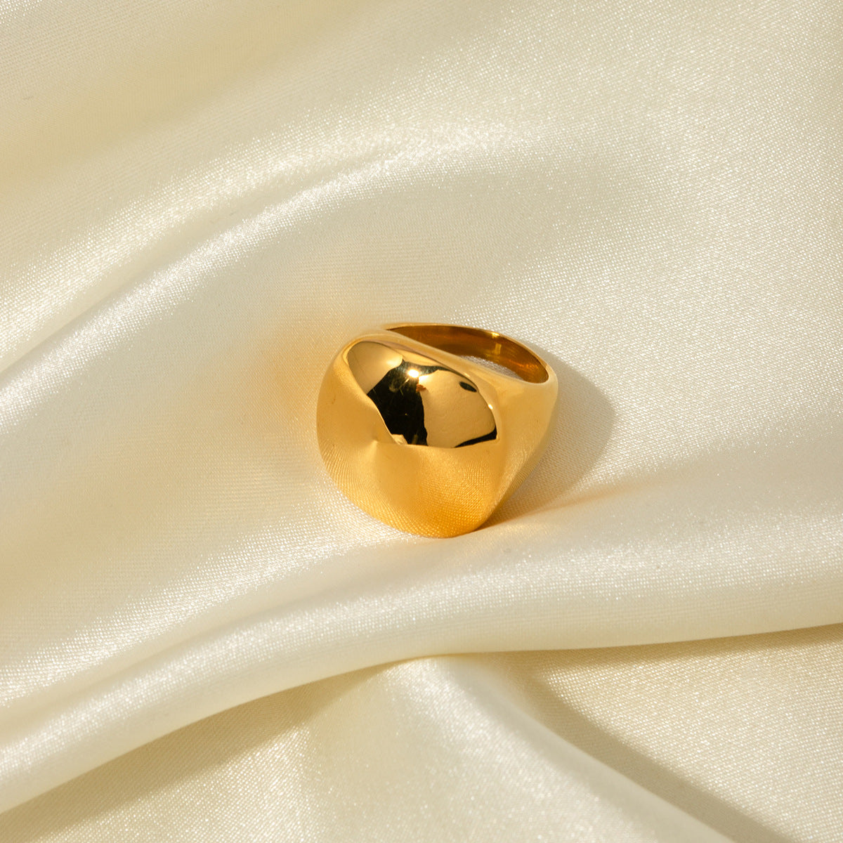 Anello quadrato geometrico da donna in acciaio inossidabile placcato oro 18 carati stile Ins minimalista