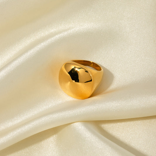 Minimalist Ins Style 18K Gold Plated Stainless Steel Geometric Square Ring for Women